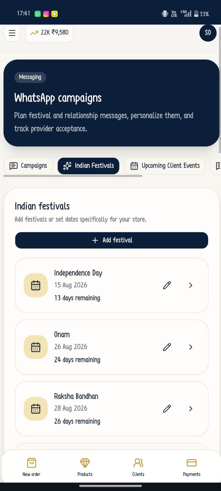 Festival campaigns in the mobile-first Gold CRM application